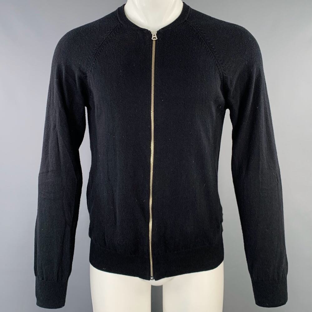 PAUL SMITH JEANS Size S Black Purple Cotton Wool Zip Up Cardigan